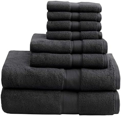 Madison Park 800GSM 100% Cotton Bathroom Bath Towel Set of 8, Black