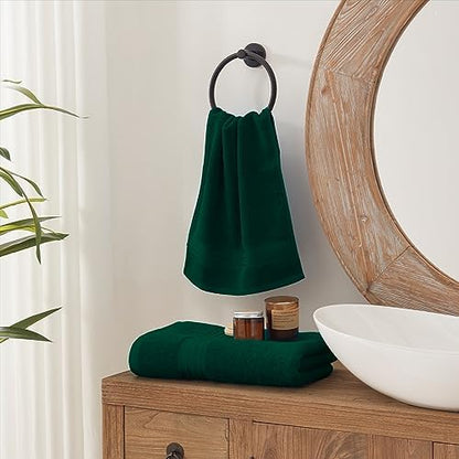 COZYART Luxury Hand Towels 4 PCS, Dark Green 100% Turkish Cotton 650 GSM