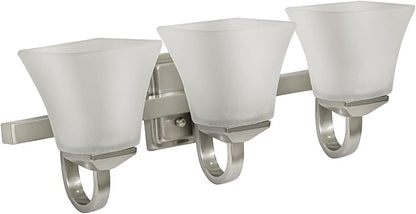 Design House 514760 Torino Traditional 3-Light Indoor Bathroom Vanity Light Dimmable Snow Glass for Over the Mirror, Satin Nickel
