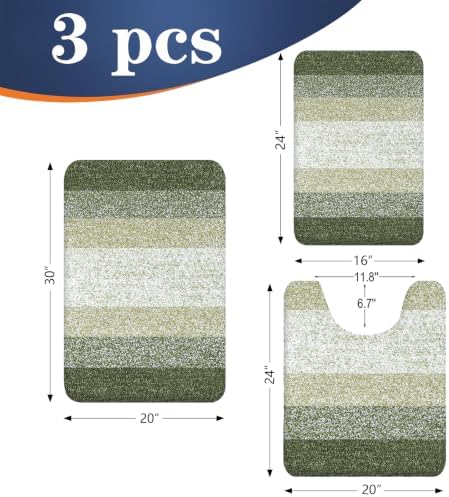 OLANLY Microfiber Bathroom Rugs Sets 3 Piece, 30"x20"+24"x16"+24"x20"