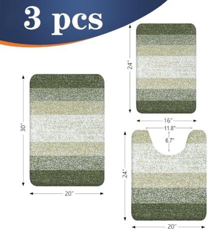 OLANLY Microfiber Bathroom Rugs Sets 3 Piece, 30"x20"+24"x16"+24"x20"