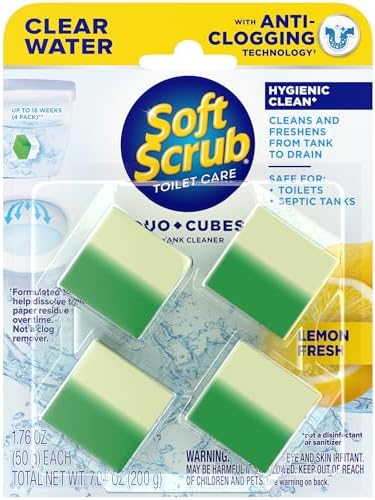 Soft Scrub In-Tank Toilet Cleaner Duo-Cubes, Lemon Fresh, Yellow, 4 Ct