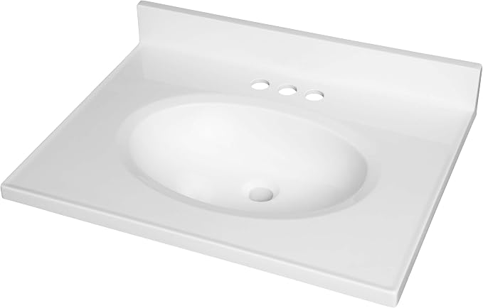 Cultured Marble Composite Bathroom Sink Top - Fits Standard 24” Vanity | Elegant and Durable Bathroom Sinks for Modern Homes - Upgrade Your Space - Perfect for Any Bathroom Design