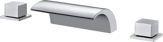 sumerain Deck Mount Tub Faucet, 2 Handle Waterfall Roman Tub Faucet, Chrome Finish