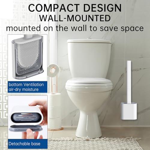 RV Toilet Bowl Brush by, Silicone Bristles, Wall-Mounted, Anti-Roll & Anti-Drip Design | Safe for RV Toilets, Travel Trailers, Campers | Durable & Easy to Clean | Made by RVers for RVers