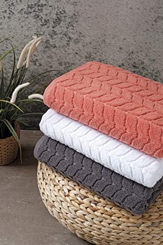 BAGNO MILANO Turkish Cotton Bath Towels, Hand Towels - Soft Plush Jacquard Collection Luxury Towels Set (Grey, Hand Towel Set of 4)