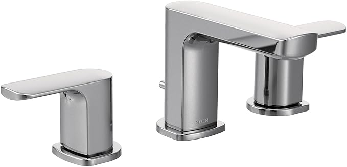 Moen Rizon Chrome Two-Handle Widespread Bathroom Faucet, Valve Required, T6920