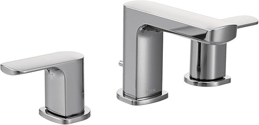 Moen Rizon Chrome Two-Handle Widespread Bathroom Faucet, Valve Required, T6920