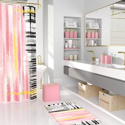 Bathroom Set - Bathroom Accessory Set, Pink Bathroom Set, 26PC Bathroom Sets with Shower Curtain and Rugs, Toilet Brush, Trash Can, Qtip Holder & Bathroom Soap Dispenser Set