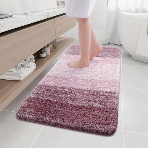 Arotive Microfiber Bathroom Rugs, Shaggy Soft Absorbent Bath Rug, 54x24
