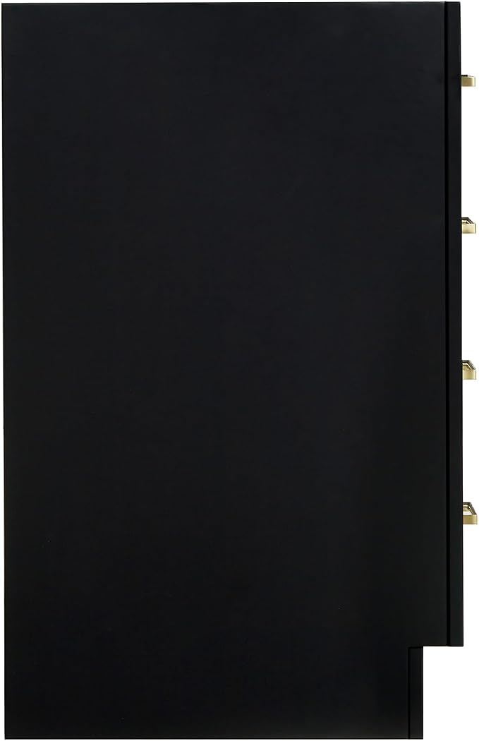ARIEL Hepburn 48-inch Bathroom Vanity Base Cabinet,Solid Wood, 2 Soft Closing Doors, 9 Dovetail Drawers, Black
