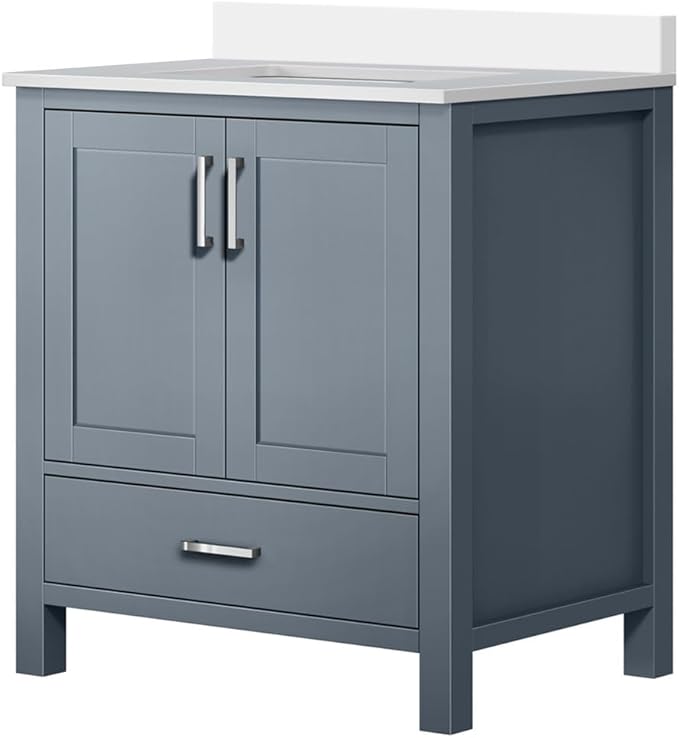 Jacques 30 in. W x 22 in. D Dark Grey Bath Vanity and White Quartz Top