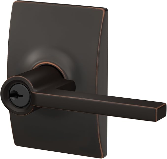 SCHLAGE F51A LAT 716 CEN Latitude Lever with Century Trim Keyed Entry Lock, Aged Bronze