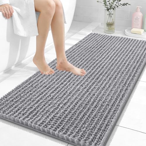 OLANLY Bathroom Runner Rugs 47x24, Thick Soft Absorbent Chenille Bath Rugs