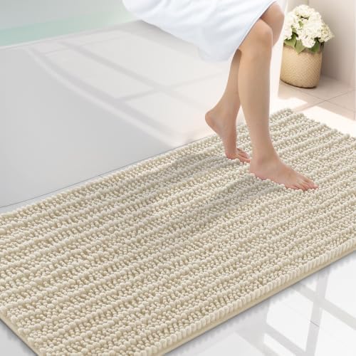 Smiry Bathroom Rugs 47X24, Extra Soft Rubber Backing Chenille Bath Mats