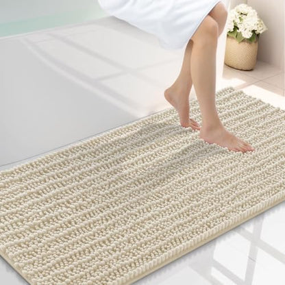Smiry Bathroom Rugs 47X24, Extra Soft Rubber Backing Chenille Bath Mats
