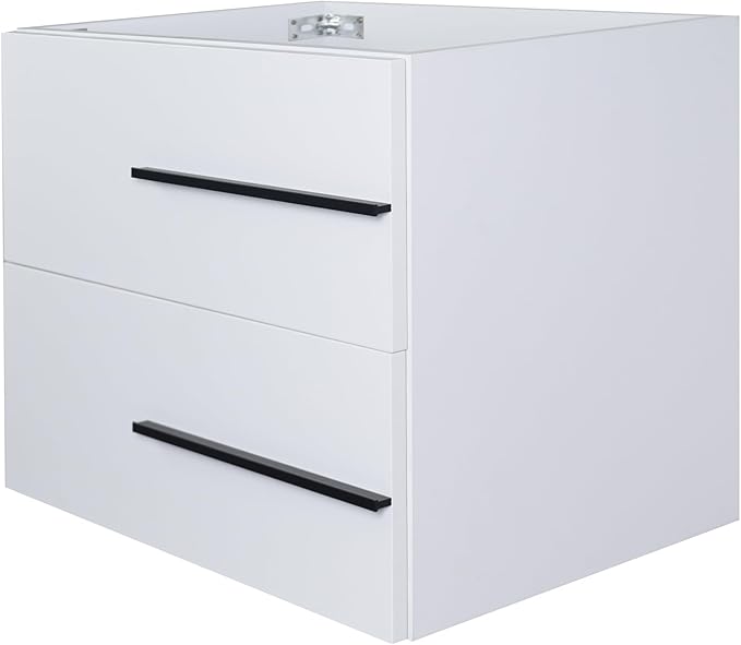 Bathroom Vanity no Sink 24" Designer Floating Bathroom Vanity with Fluted Drawers - Modern Wall Mounted Storage Cabinet, Black Handles & Soft-Close Drawes for Small Space Luxury (White)