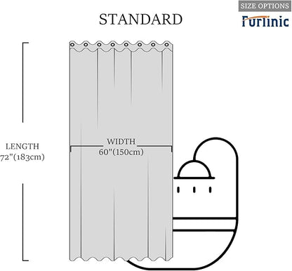 Furlinic Grey Green Shower Curtain No Hooks Needed,Soft Fabirc Bathroom Curtain with 8 Plastic Built-in Grommets,Modern Luxury Hotel Style,Waterproof & Washable,60x72 Inch.