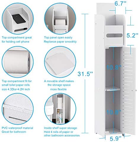 AOJEZOR Small Bathroom Storage Cabinet: No Drill Ultra-Narrow for Renters