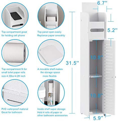 AOJEZOR Small Bathroom Storage Cabinet: No Drill Ultra-Narrow for Renters
