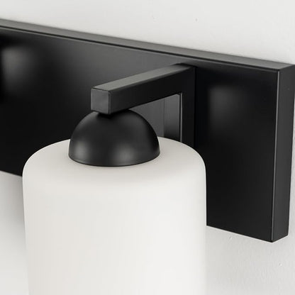 mirrea 16in 2-Light Black Vanity Lights for Bathroom, Vanity Lighting Fixtures with Etched White Glass Shades
