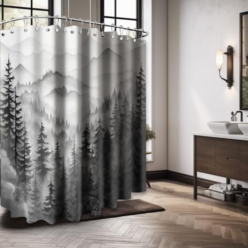 Black and White Extra Wide Shower Curtain, 108X72 in for Clawfoot Tub