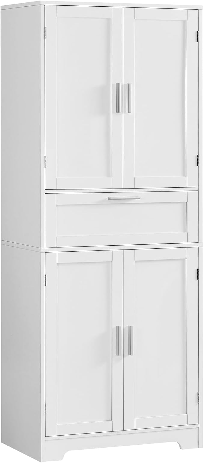 Iwell 67" Tall Storage Cabinet with Adjustable Shelf & 1 Large Drawer, Pantry Cabinet with 4 Doors, Kitchen Cabinets for Dining Room, Living Room, Home Office, White | Adjustable Shelf