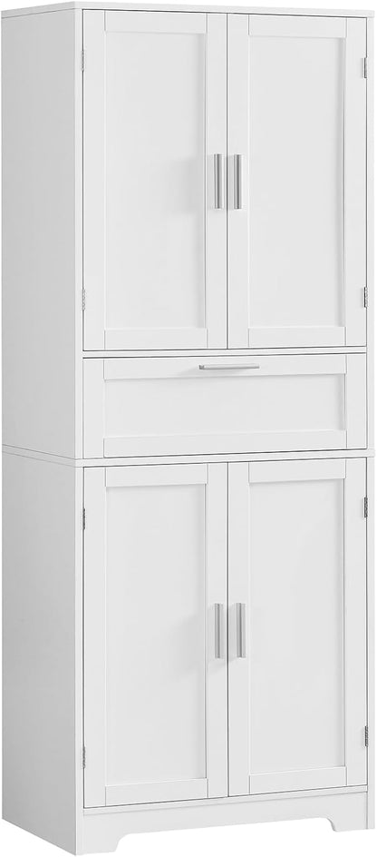 Iwell 67" Tall Storage Cabinet with Adjustable Shelf & 1 Large Drawer, Pantry Cabinet with 4 Doors, Kitchen Cabinets for Dining Room, Living Room, Home Office, White | Adjustable Shelf