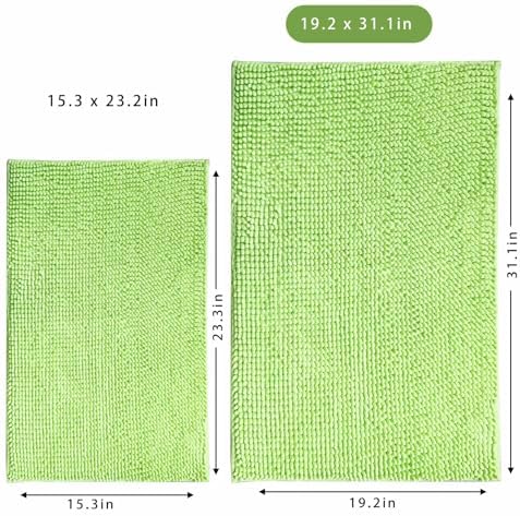 Chenille Bath Mat Microfiber Floor Mat Baby Bath Mat for Kids Washable Bathroom Dry Fast Water Absorbent Shower Mat Area Rugs (19.2" x 31.1", Green)