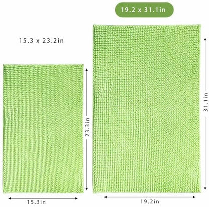 Chenille Bath Mat Microfiber Floor Mat Baby Bath Mat for Kids Washable Bathroom Dry Fast Water Absorbent Shower Mat Area Rugs (19.2" x 31.1", Green)