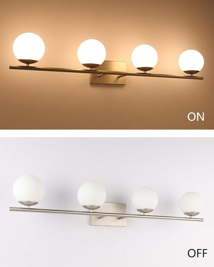 New Bathroom Vanity Light Fixtures 4 Lights Brushed Nickel Glass Shade Modern Wall Bar Sconce Over Mirror（(Exclude G9 Bulb)