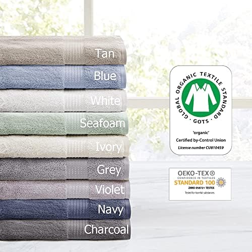 Madison Park Organic Cotton Bath Towel Set Absorbent, 6 Piece, Charcoal