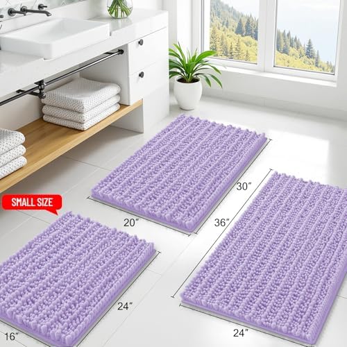 Smiry Bathroom Rugs 36X24, Extra Soft Rubber Backing Chenille Bath Mats