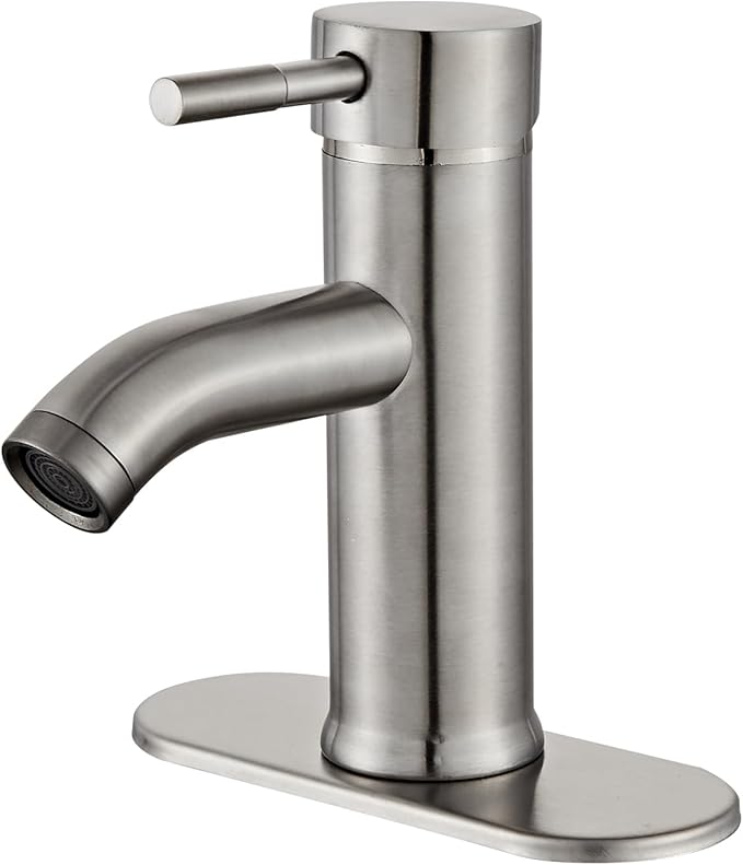Bathroom Sink Vanity Faucet Single Handle Brushed Nickel Modern RV Faucet Deck Mount 1 Hole or 3 Holes