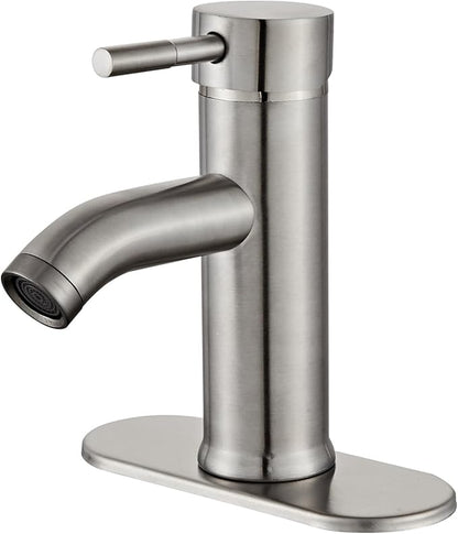 Bathroom Sink Vanity Faucet Single Handle Brushed Nickel Modern RV Faucet Deck Mount 1 Hole or 3 Holes