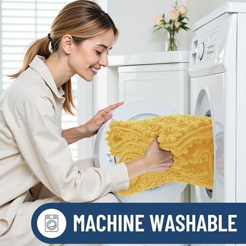 Smiry Bathroom Rugs 48X32, Extra Soft Rubber Backing Chenille Bath Mats