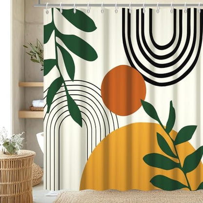 Boho Sun Shower Curtain with Hooks for Bathroom 72x96 Inch