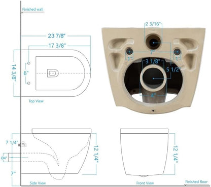 WOODBRIDGE Wall-Hung Smart Toilet with Dual-flush, Bidet Wash Function, Heated Seat & Dryer, Concealed Tank system and White Marble Stone Slim Flush Plates, LT611+ SWHT611+FP611-WH