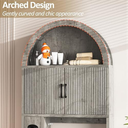 Spurgehom Over Toilet Storage Cabinet, Bathroom Arch Organizer, Grey