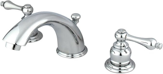 Kingston Brass KB971AL Victorian Widespread Lavatory Faucet with Metal lever handle, Polished Chrome 8-Inch Adjustable Center
