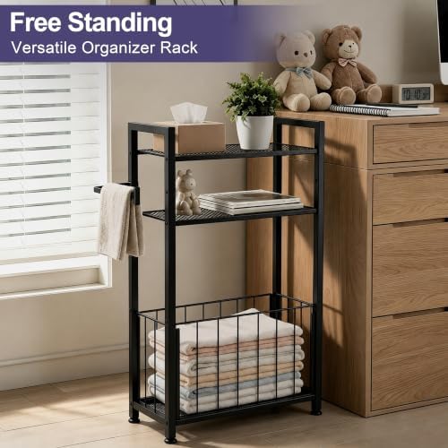 Freestanding Toilet Paper Holder with Storage, Bathroom Shelf Stand