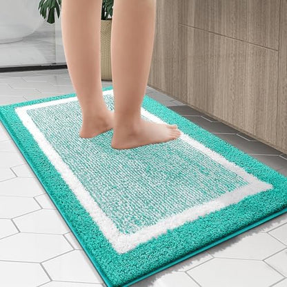 OLANLY Bathroom Runner Rugs 47x24, Long Bath Mats for Bathroom Floor, Green