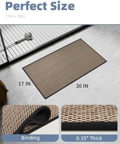PADOOR Non-Slip Bath-Mats for Bathroom, Rubber-Backing Braided Absorbent Bathroom Mat Machine Washable Thin Bathroom Rugs Fit Under Door Quick Dry Bath Rugs for Floor, 17''x30'' Black