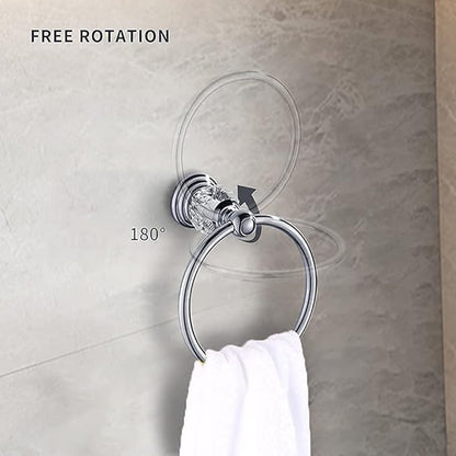 WINCASE Crystal Bathroom Hardware Set 24 Inch, Chrome Towel Bar Set, Silver 4 Piece Accessories Wall Mounted Coat Hook Hand Towel Ring Toilet Paper Holder