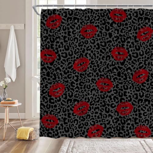 Polka Dot Shower Curtain Bathroom Decor with Hooks,70" Wx75 H