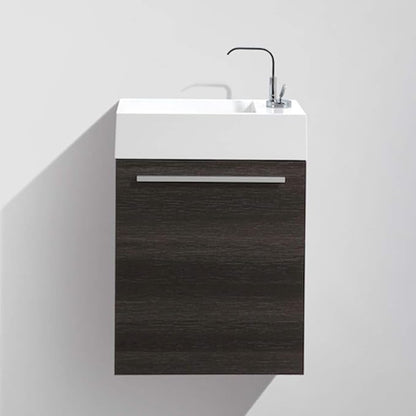 Blossom 18-Inch Floating Bathroom Vanity with Acrylic Sink, All-Wood Construction, Space-Saving Wall Mounted Vanity Cabinet for Compact Bathrooms, Modern Design Bathroom Sink Cabinet, Dark Oak