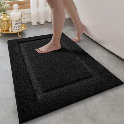 LUMI Ultra Soft Bathroom Rugs Absorbent, Non Slip Bath Mat 20x32, Black