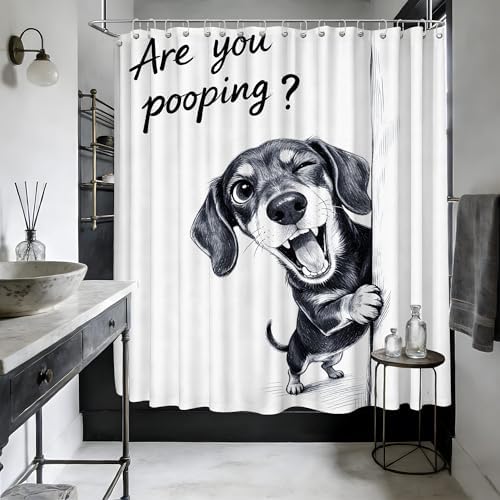 Extra Long Shower Curtain Funny Dachshund Clawfoot Tub, 108 x 72 in