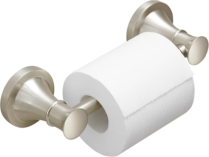 Bathroom Toilet Paper Holder Wall Mount Tissue Holder Brushed Nickel | Rustproof Toilet Tissue Roll Holder, Flexible Double Post Pivoting Handle, Bathroom Accessories SUS304 Stainless Steel