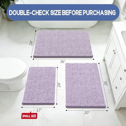 Bcoimo Bath Rug Mat,Chenille Extra Soft Lavender Bathroom Floor Shower Mats